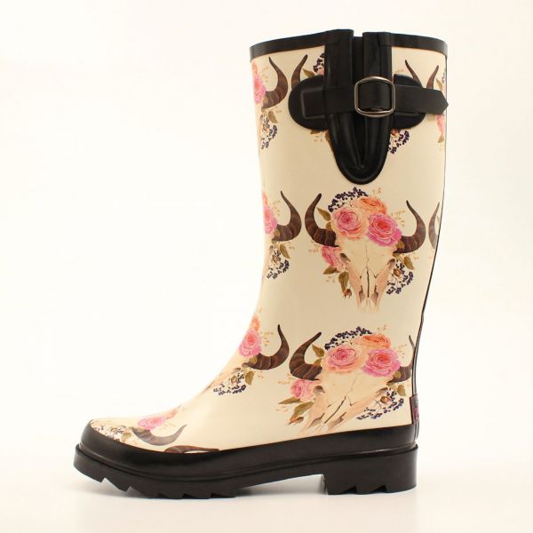 Rain Boots Damen Flower Skull
