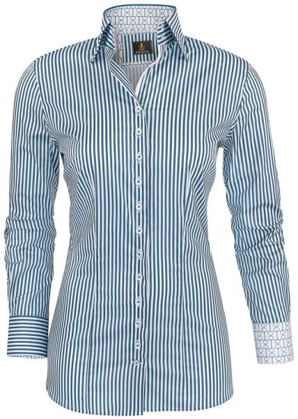 Fior da Liso Bluse Emma Teal/White